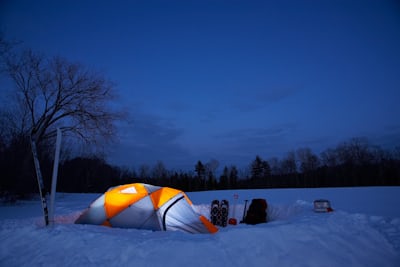 Winter camping tent in snow - solo camping for two winter guide